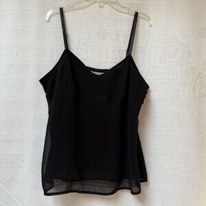 90s Y2K Vintage Express Cami Top Womens Small Black Chiffon Whimsy Sheer‎ Fairy